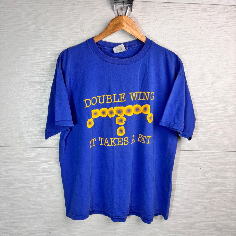 1990s Double Wing Football Hurricanes Graphic Tee Jerzees Blue XL